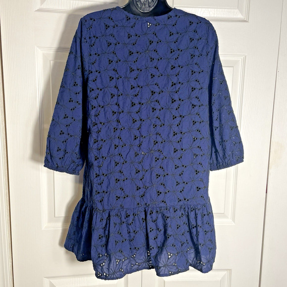Eberjey Dress Women Large Blue Eyelet Lace Sardinia Tessa Swim Coverup‎ Mini - Picture 4 of 10